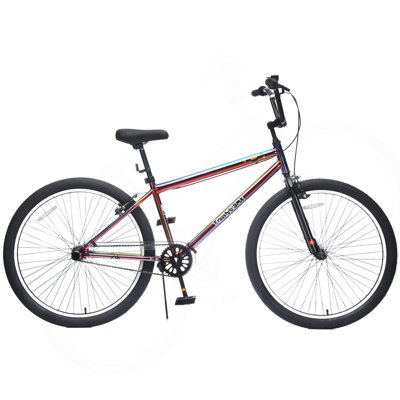 26 Inch Freestyle Bike For Teens, Steel Frame Single-Speed Bicycle With 2 Pegs , Front Caliper Brake And Rear V Brake, Bicycle Ages 14+