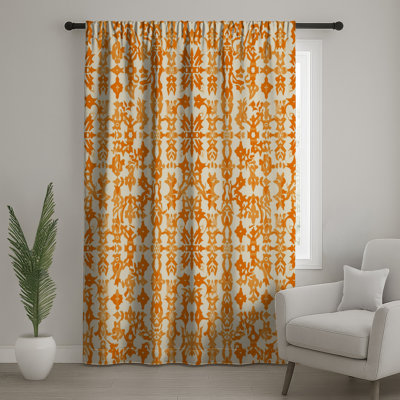 Rideaux orange à motif damassé, voilages et voilages damassés - 1 panneau