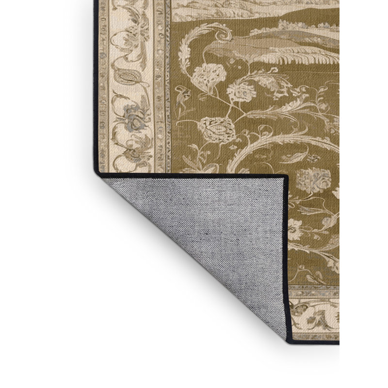 Tapis brun lavable à la machine, Carré 5 pi