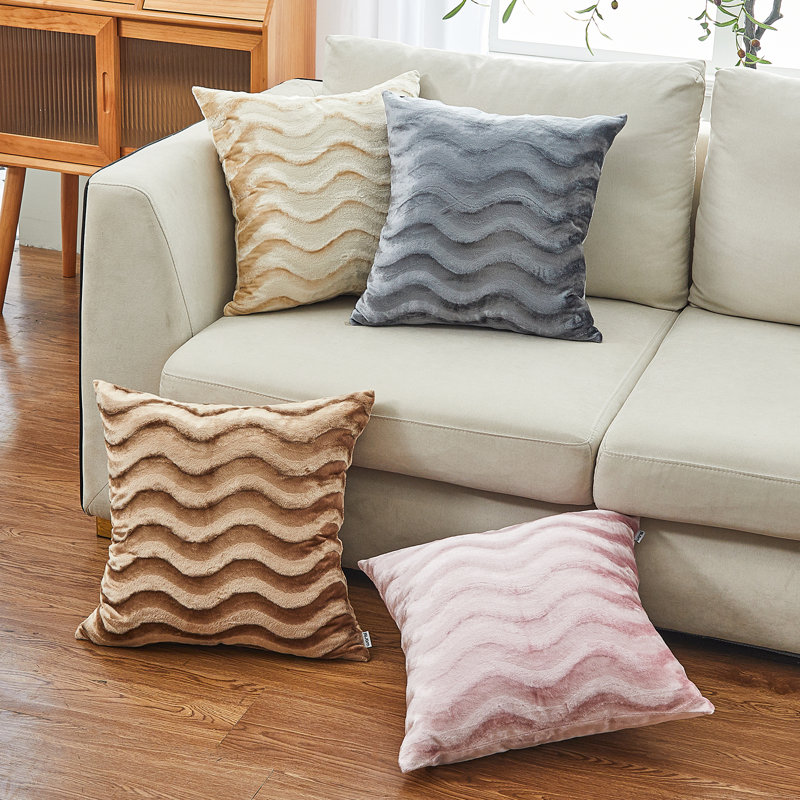 Coussin décoratif en velours Velvet Wave, Rosé