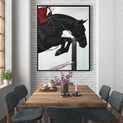 Riding Competition - Man Cave Red Framed Canvas Home Decor