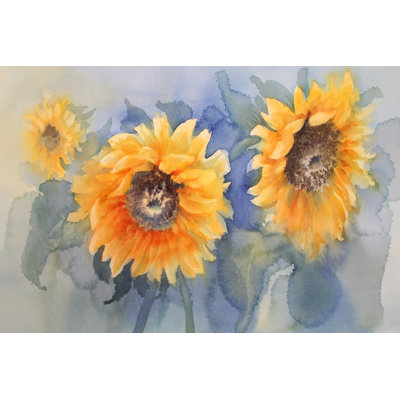 Callier tournesol fond aquarelle par Eglelip - peinture sur toile tendue