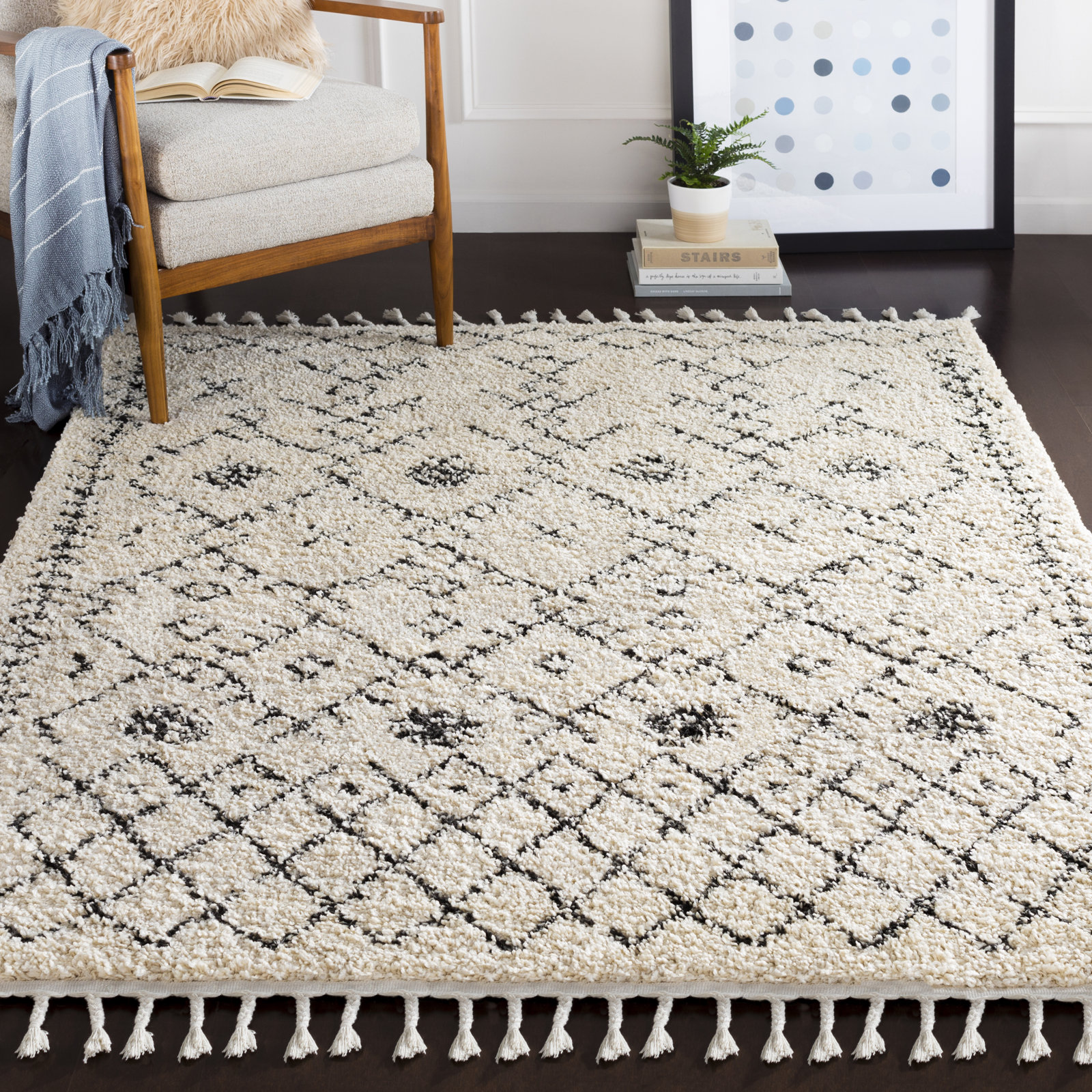 Mossy Charcoal/Beige Rug, Rectangle 9' x 12'
