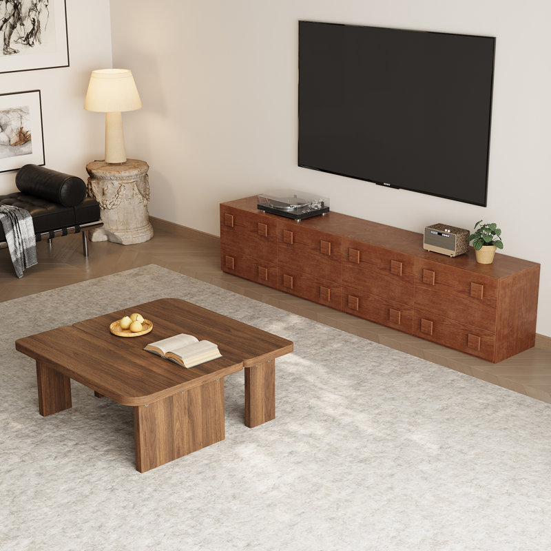 Ensemble de salon brun, ensemble de table basse avec armoire télé
