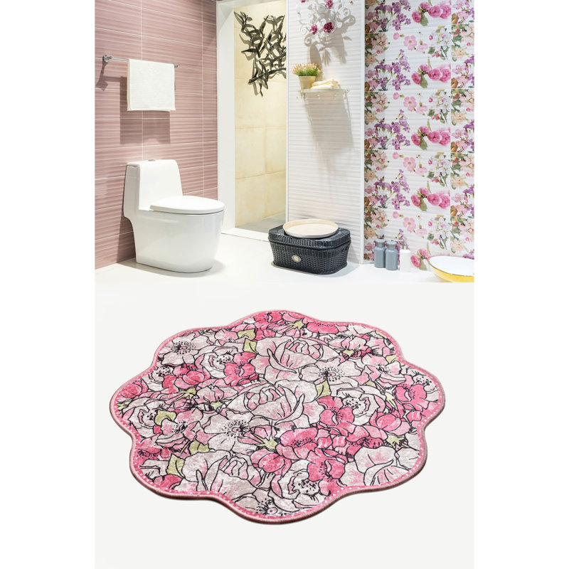 Non-Slip Bath Mat, 100% Polyester, 55.1 in Diameter | Antiallergic & Dust Repellent, 700 g/m² | Machine Washable at 86°F, Easy Care | Soft, Durable Design for Bathroom Safety & Comfort, Stylish Home Décor
