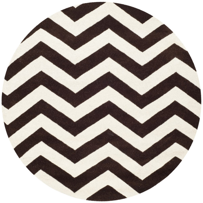 Teresita Hand Tufted Wool Chevron Rug, Round 5'