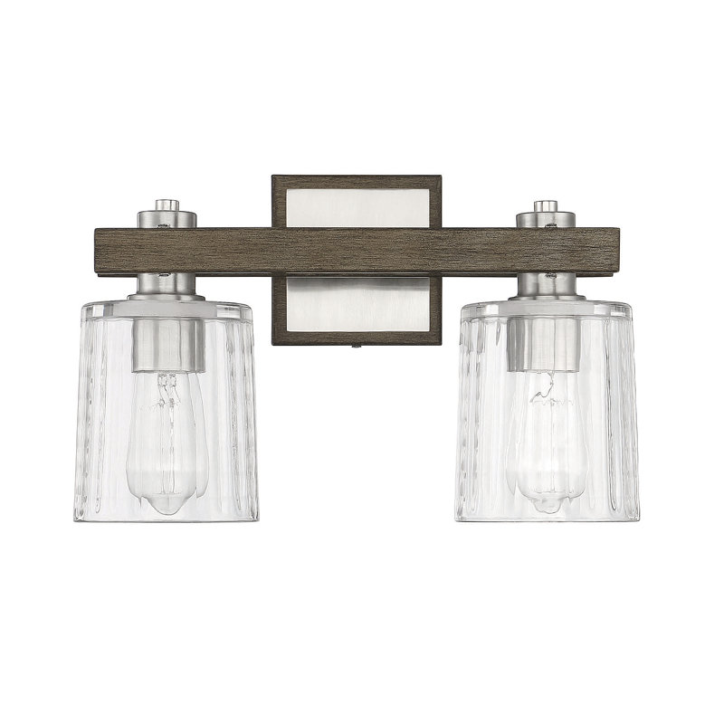 Chesler 2-Light Dimmable Vanity Light in Satin Nickel/Gray, Satin Nickel/Gray