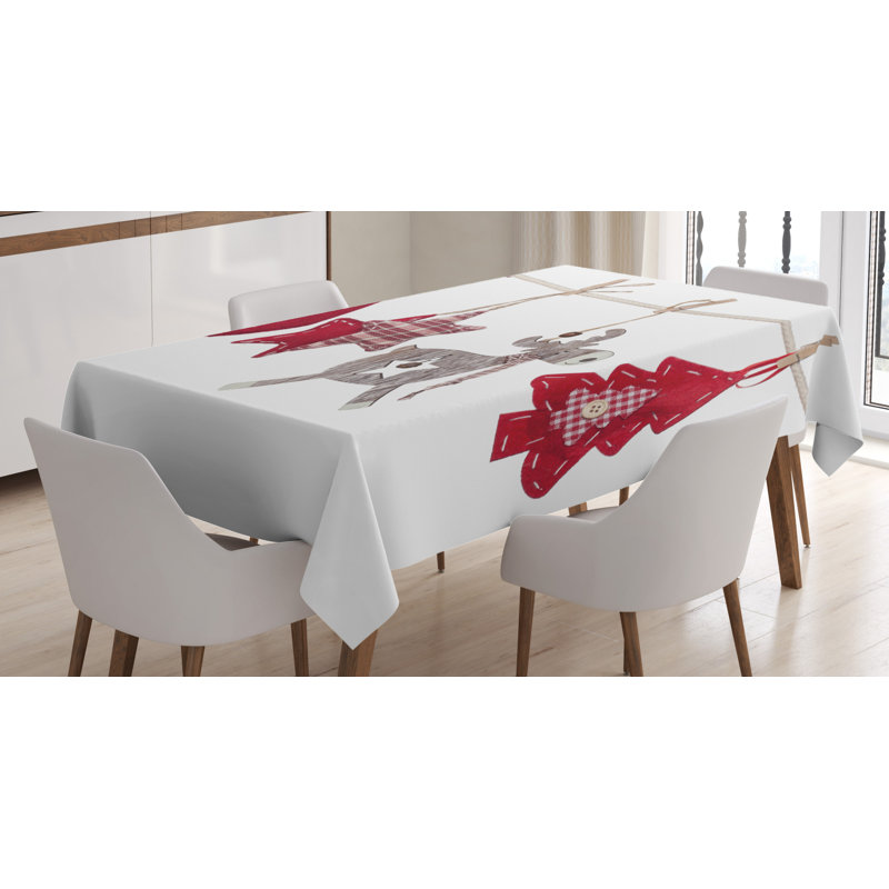 Xmas Celebration Items Hanging From Rope with Clothespins Retro Tablecloth, 72" x 52"