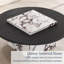Table basse ronde en bois massif de 35,43 po avec plateau de table carré synthétique brillant