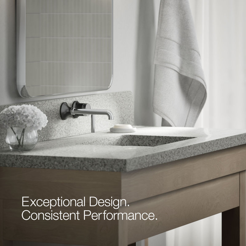 Tone Wall-Mount Single-Handle Bathroom Sink Faucet, Polished Chrome/Matte Black