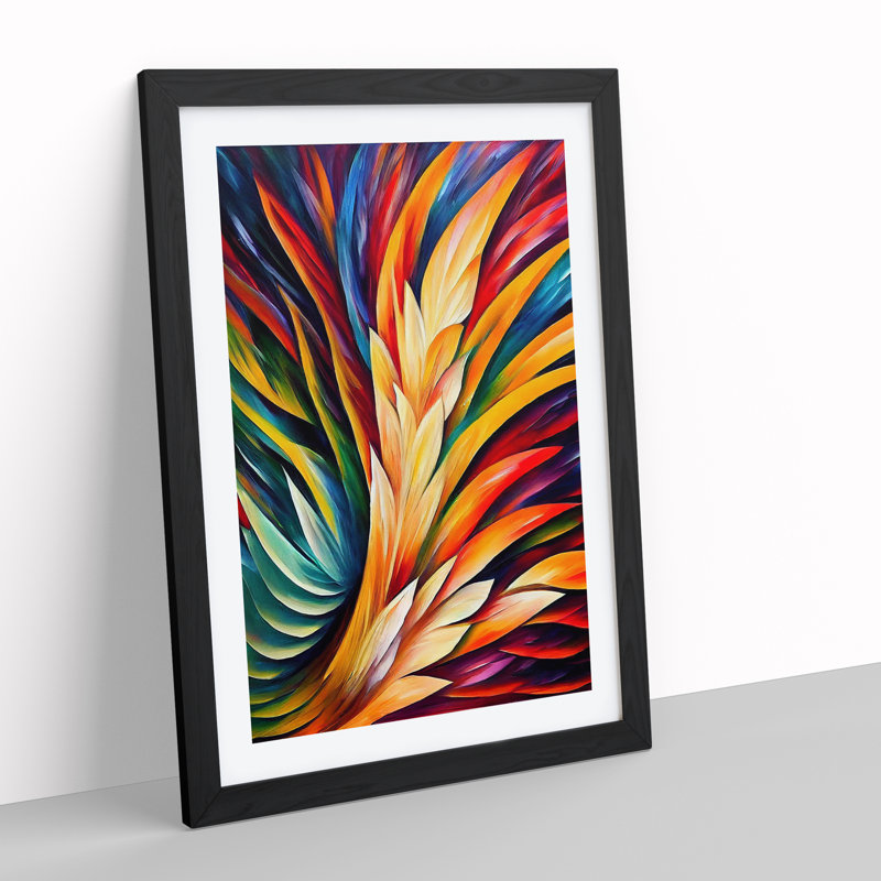 Feather Portrait No.2 - Single Picture Frame Painting, Black, 64cm H x 46cm W x 2cm D