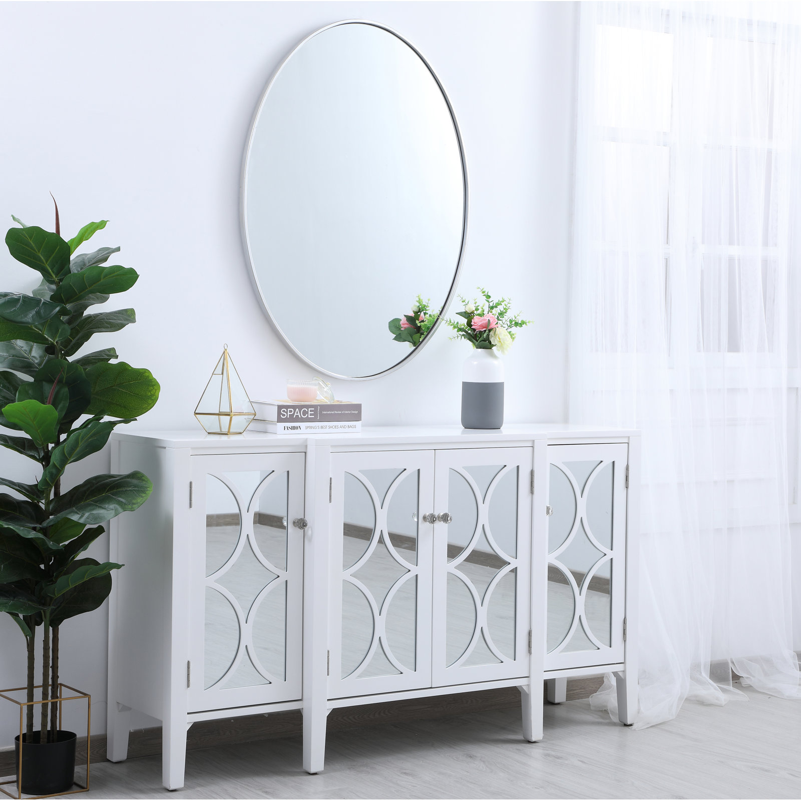 Sabine Accent Mirror, Silver, 30" H x 40" W