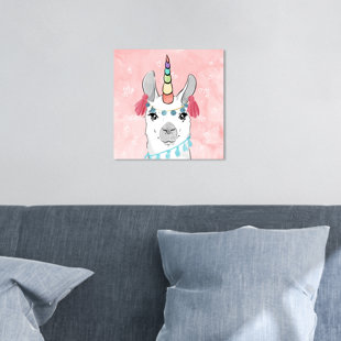 «Lovely Unicorn Llama», reproduction d'art sur toile tendue