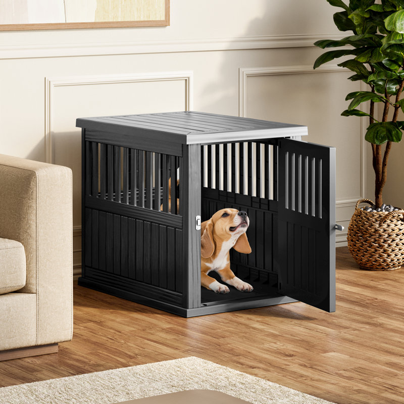 Mobilier de cage pour chien - Niche décorative pour petits et moyens chiens, Noir, H 25,2 po x l 21 po x P 29,5 po