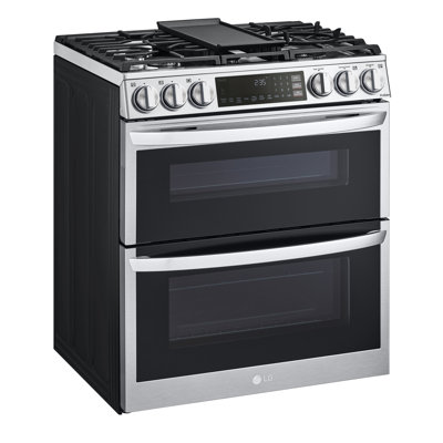 LG Smart Gas Double Oven Slide-in Range with InstaView®, ProBake® Convection, Air Fry, and Air Sous Vide, 6.9 cu. ft.