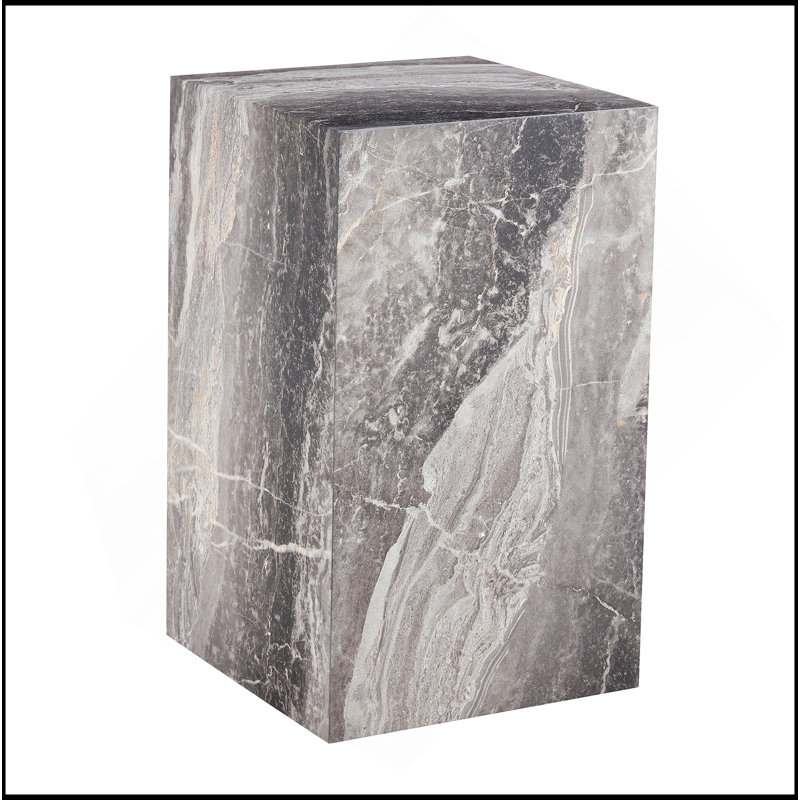 Rehaussez votre espace de vie avec cette table basse moderne en bois aggloméré, qui met en valeur des motifs texturés gris. Il est caractérisé par un design élégant.