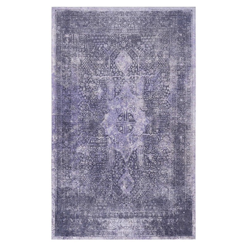 Tapis anthracite 5 x 8 po à poils courts, lavable, antidérapant, pliable pour chambre à coucher, tapis de bureau pliable