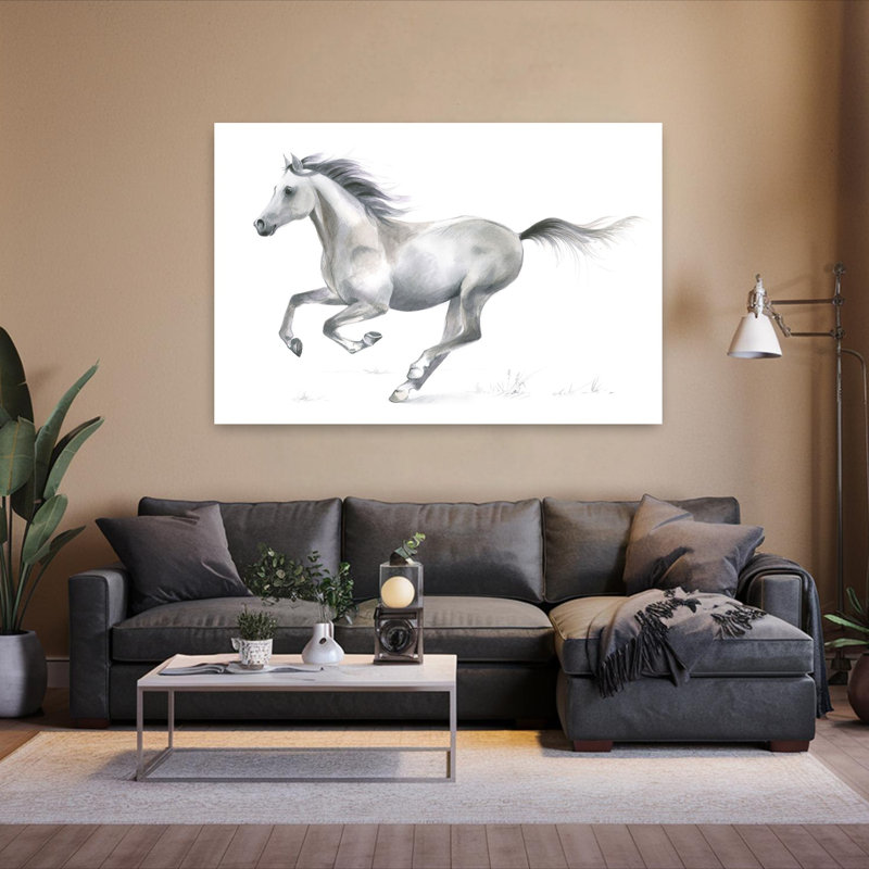 «Grace» dynamique, cheval galopant, art contemporain contemporain, cheval, 40" H x 60" W