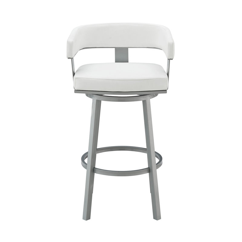 Chaise de bar pivotante à hauteur de comptoir blanche et grise 26 po