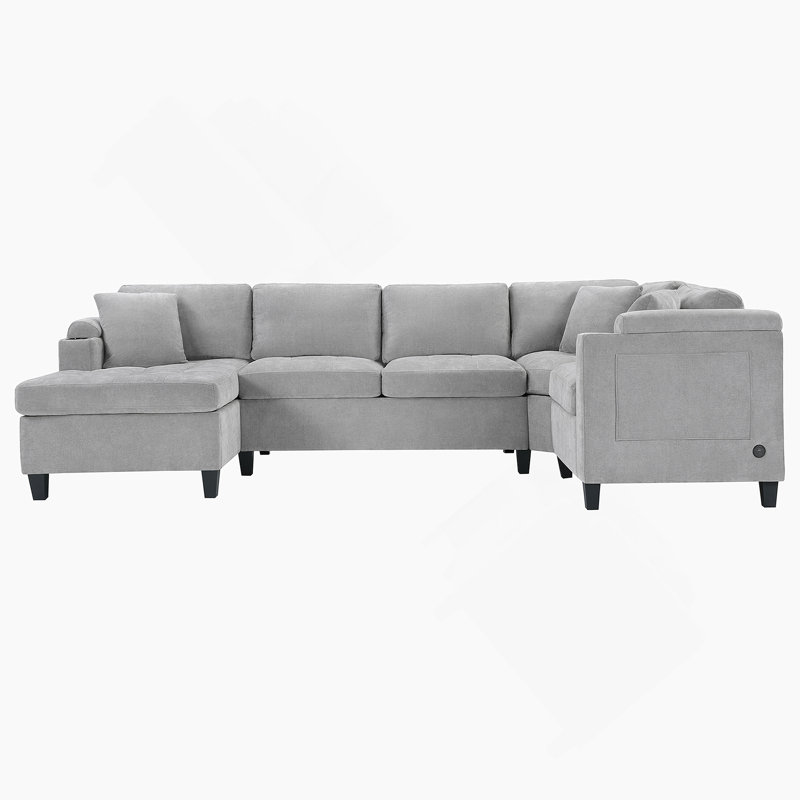 Canapé modulaire moderne en forme de U avec commodités intégrées, idéal pour une détente confortable et un divertissement dans les espaces de vie