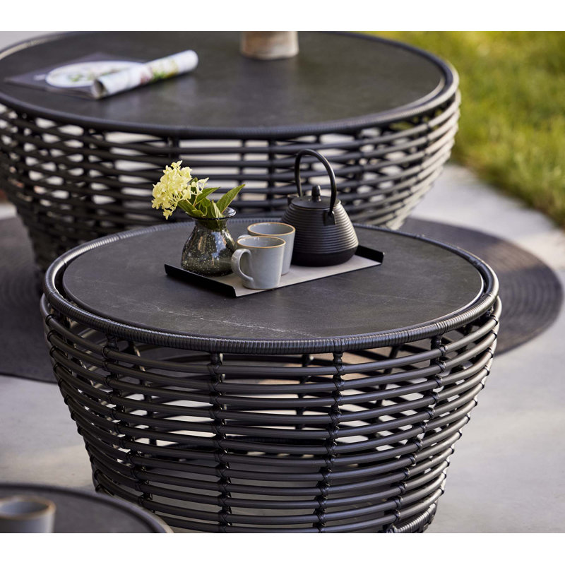 Basket Round Metal Outdoor Coffee Table , in. W in. D, Dark Gray, Black, 15.7" H x 29.5" W x 29.5" D