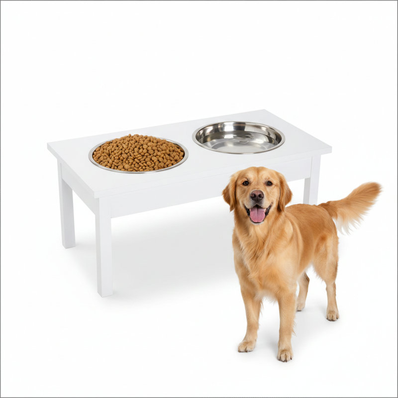 Support pour animal de compagnie, support en bois pour bols pour chien