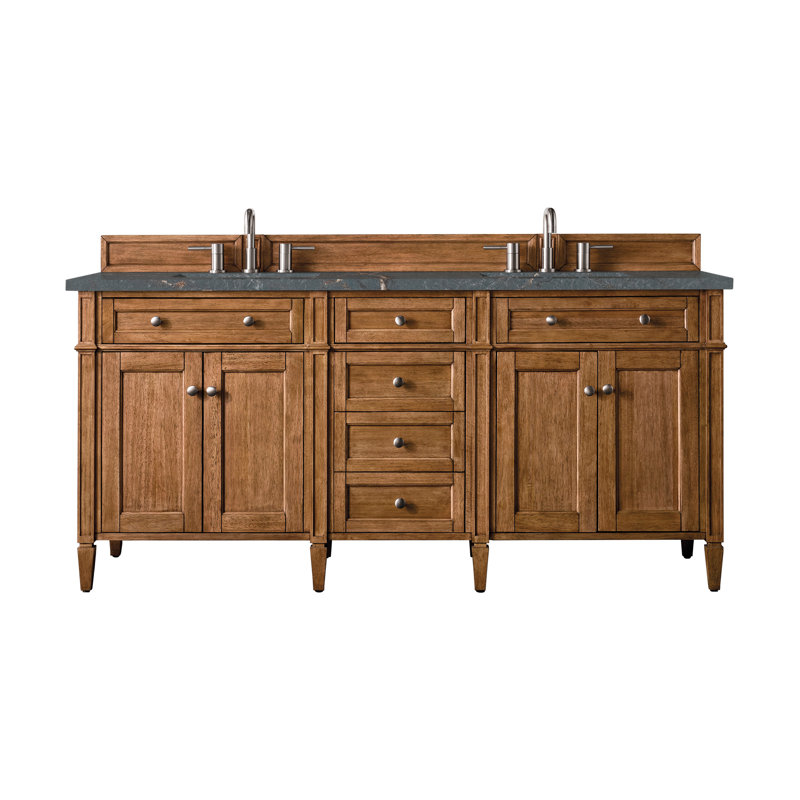 Brittany 72" Double Vanity W/FreePower Wireless Charger, Saddle Brown, Parisien Bleu