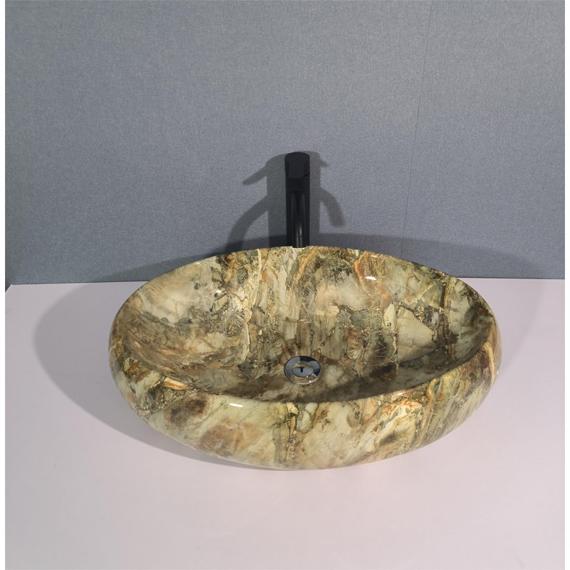 QieRao 16'' Marble Ceramic Oval Bathroom Sink