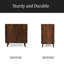 Armoire d'appoint en bois avec rangement, armoire de rangement en bois de manguier rustique avec conception cannelée et tablette réglable pour la salle à manger, la cuisine et le salon-730613225