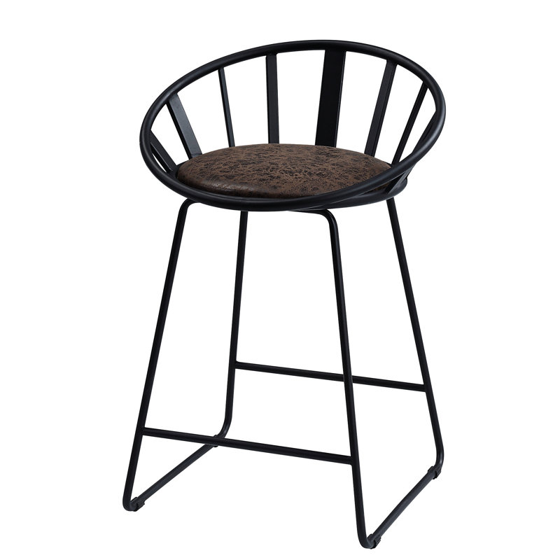 Chaise de salle à manger à hauteur de comptoir moderne de 2 - brun noir, base luge, siège ergonomique et dossier en cuir synthétique, support pour une utilisation prolongée