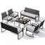 Ensemble de conversation de terrasse en osier pour 8 personnes avec coussins, causeuse, chaises berçantes et table basse