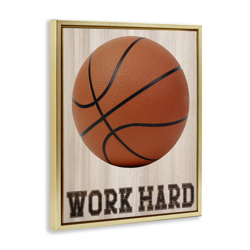 Cadre de travail flottant de basketball Work Work, design par Marcus Prime, H 31 po x l 25 po, Cadre flottant métallique doré