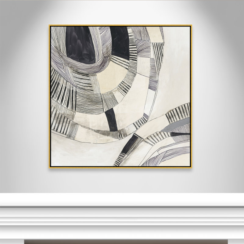 Reproduction de symétrie ombragée par Casa Fine Arts, Cadre flottant doré, Pas de tapis, H 41,5 po x l 41,5 po x P 2 po