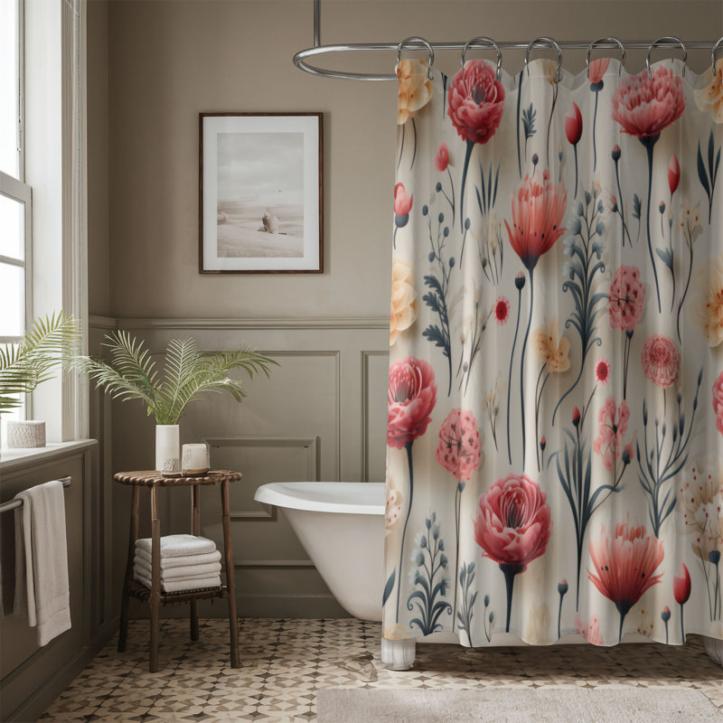 Fresh Carnation - Rideau de douche Premium, H 74 po x l 71 po