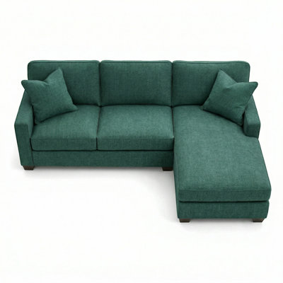 Clifford Sectional – Made in USA, 5-Day Shipping, Custom Fabric Options, L-Shaped Sectional Wholesale Sectional Furniture - Velvet Antique Kelly Green