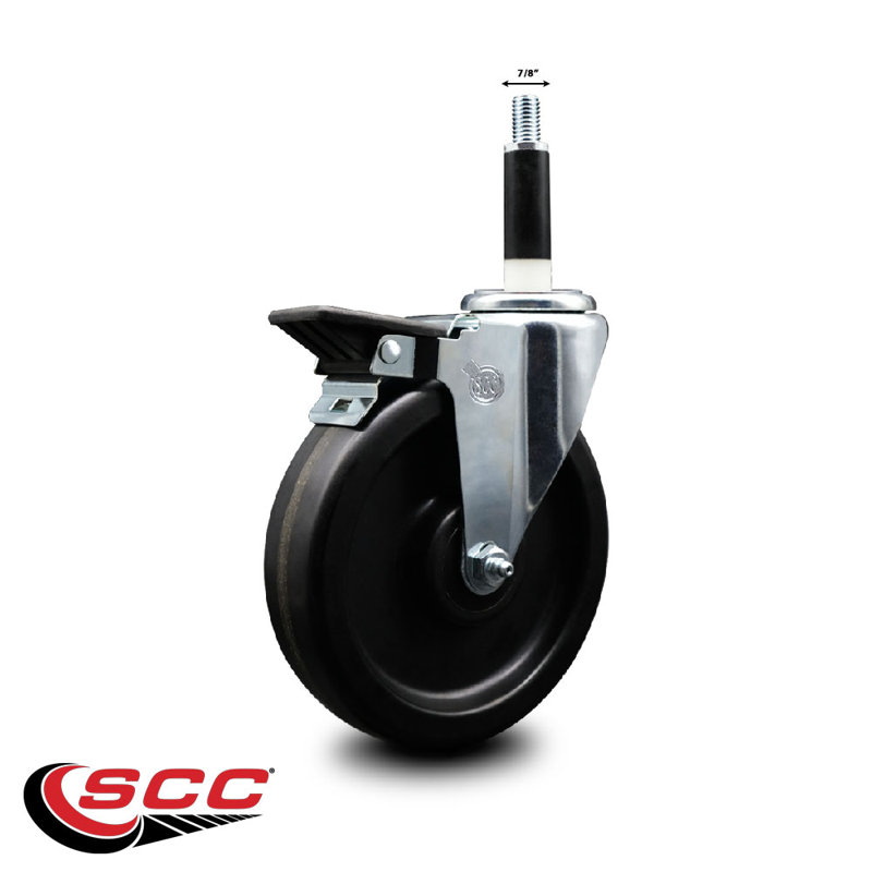 Phenolic Swivel 7/8 Inch Expanding Stem Caster with Brake SCC