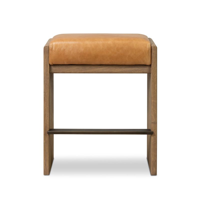 Nash Stool-Altair Mushroom-Bar, Sonoma Butterscotch/Genuine Leather, Counter Stool (26.97" Seat Height)