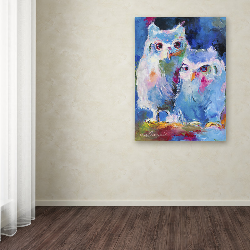 « owls », reproduction sur toile, H 19 po x l 14 po x P 2 po, Pas de tapis, Toile tendue