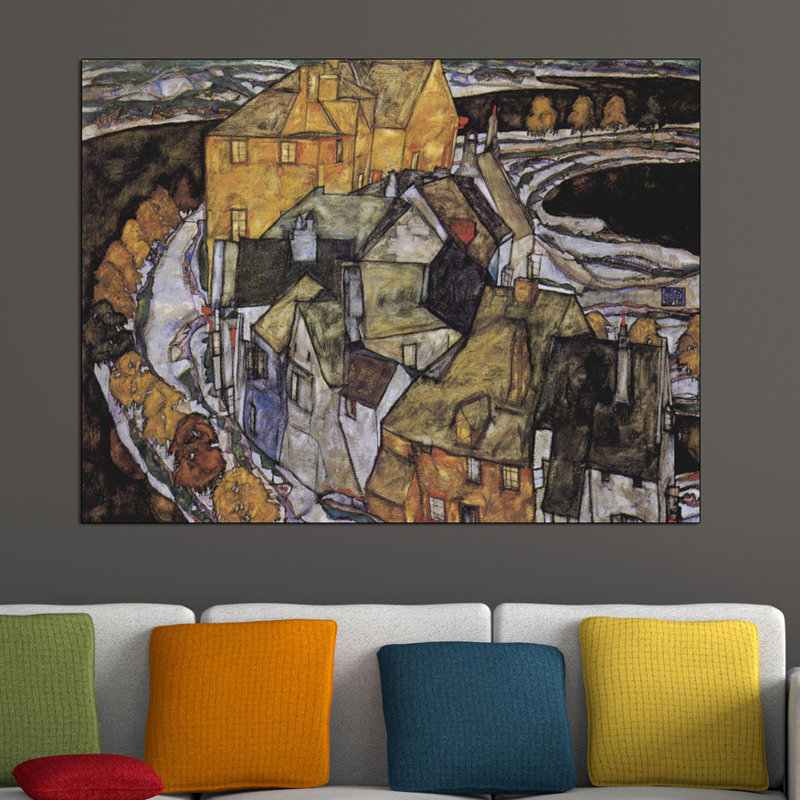 Egon Schiele - No Frame Painting on Wood, 90cm H x 120cm W x 1.8cm D