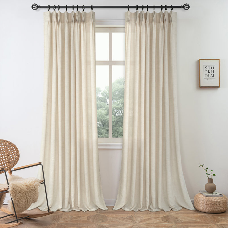 Rideau semi-transparent en polyester Schimmel, L 50 po x L 96 po, Beige