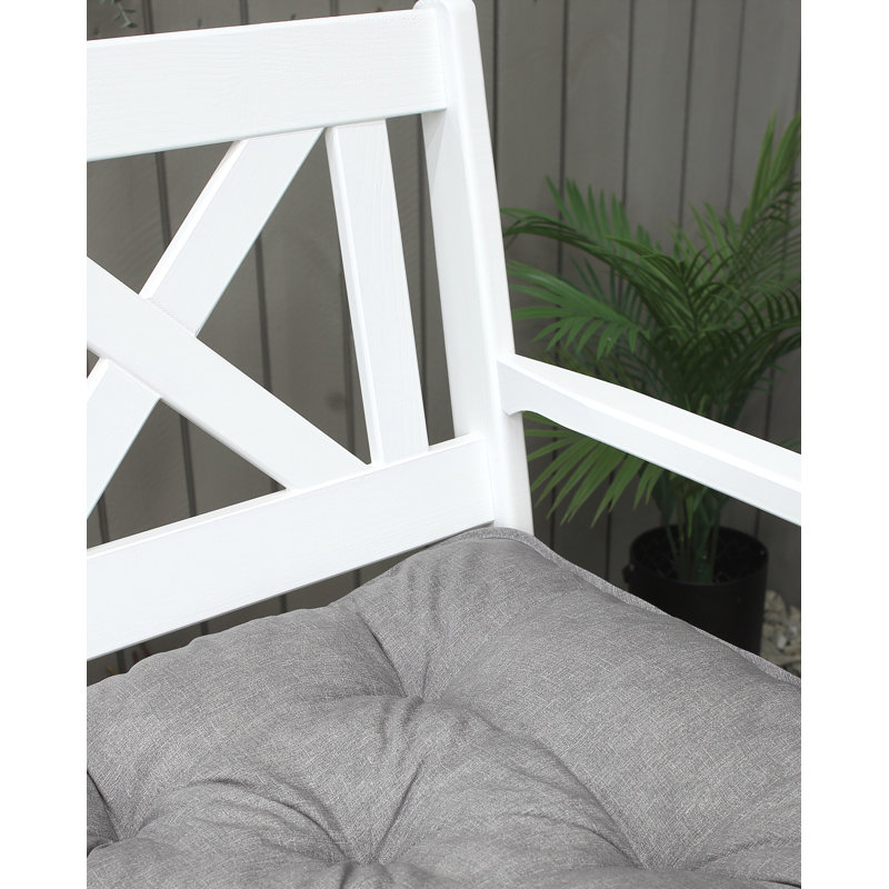 Sharadan Solid Wood Pine Outdoor Bench, White, 88cm H x 107cm W x 64cm D