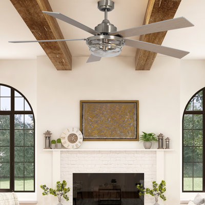 Ventilateur de plafond standard à 5 pales de 60 po avec télécommande et ensemble d'éclairage inclus Akeiya