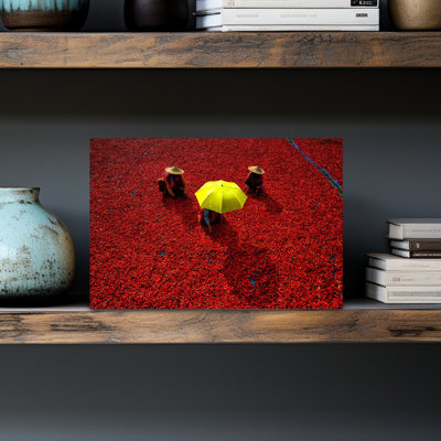 Red Pepper Harvest Traditional Vibrant Abstract Landscape Nature Wall Art Print 1 Piece Wrapped Canvas Wall Art