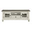 Meuble télé 1 pièce avec armoires de rangement à tiroirs, meubles de salon en bois blanc antique et brun rosé