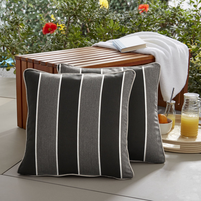 Durrell Striped Outdoor Reversible Throw Pillow, 11" H x 23" W x 23" D