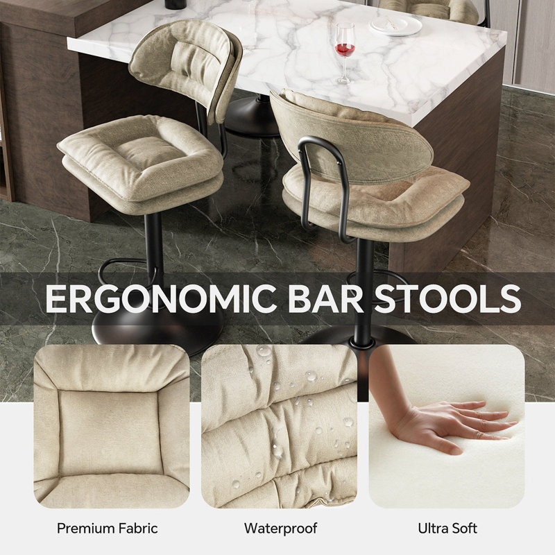 Tabouret de bar Bergess, Beige
