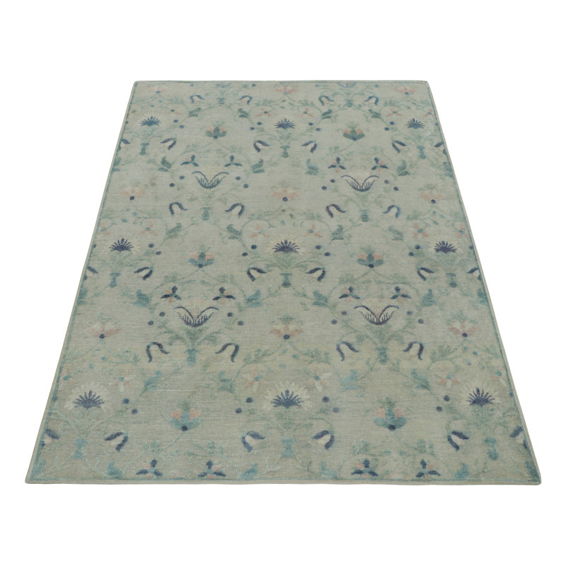 Block Print Floral Area Rug, Rectangle 10' x 14'
