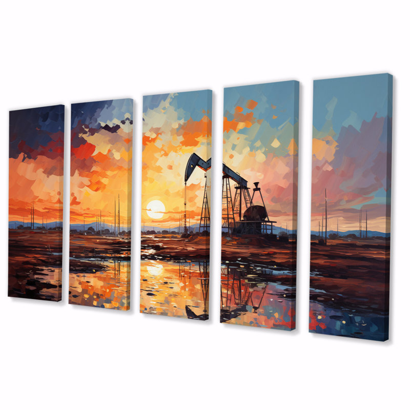 «Orange Oil Rigs Pumpjack In Texas II», 5 pièces