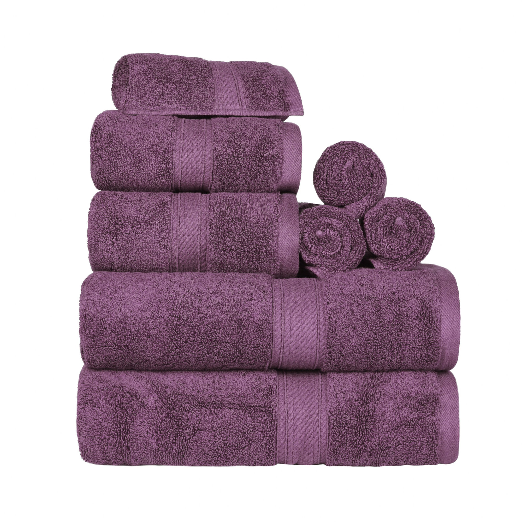 Renata 8 Piece 800 GSM Certified Egyptian Cotton Towel Set , Plum