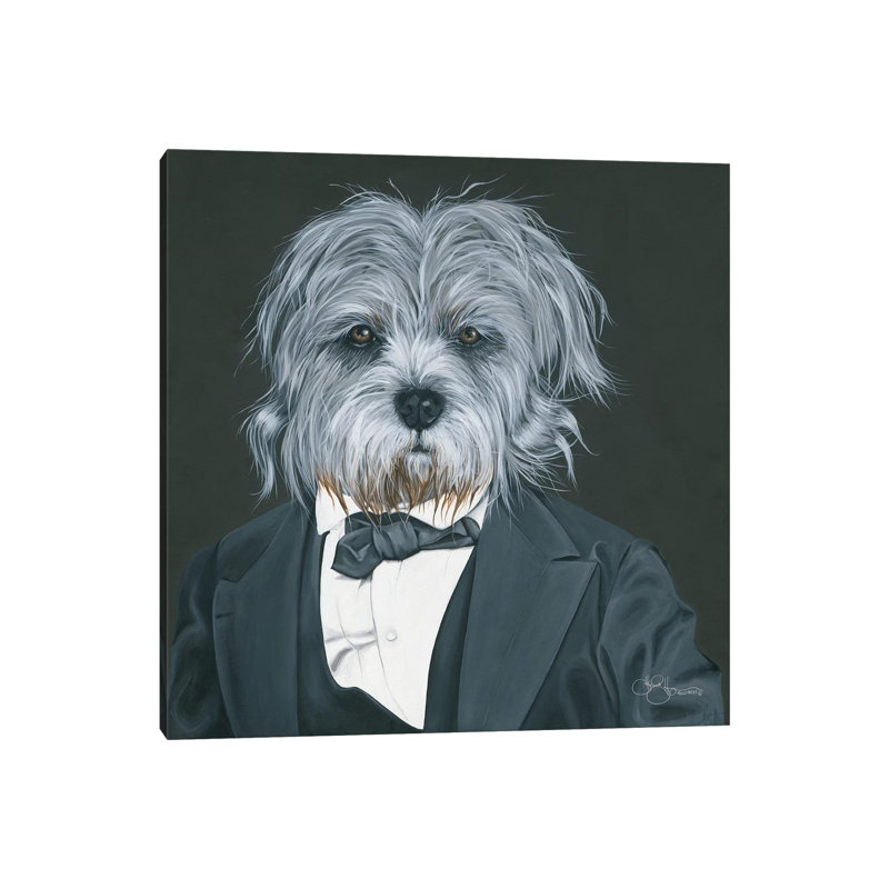 Dog In Suit by Hollihocks Art - Wrapped Canvas Print, 66.04 cm H x 66.04 cm W x 3.175 cm D